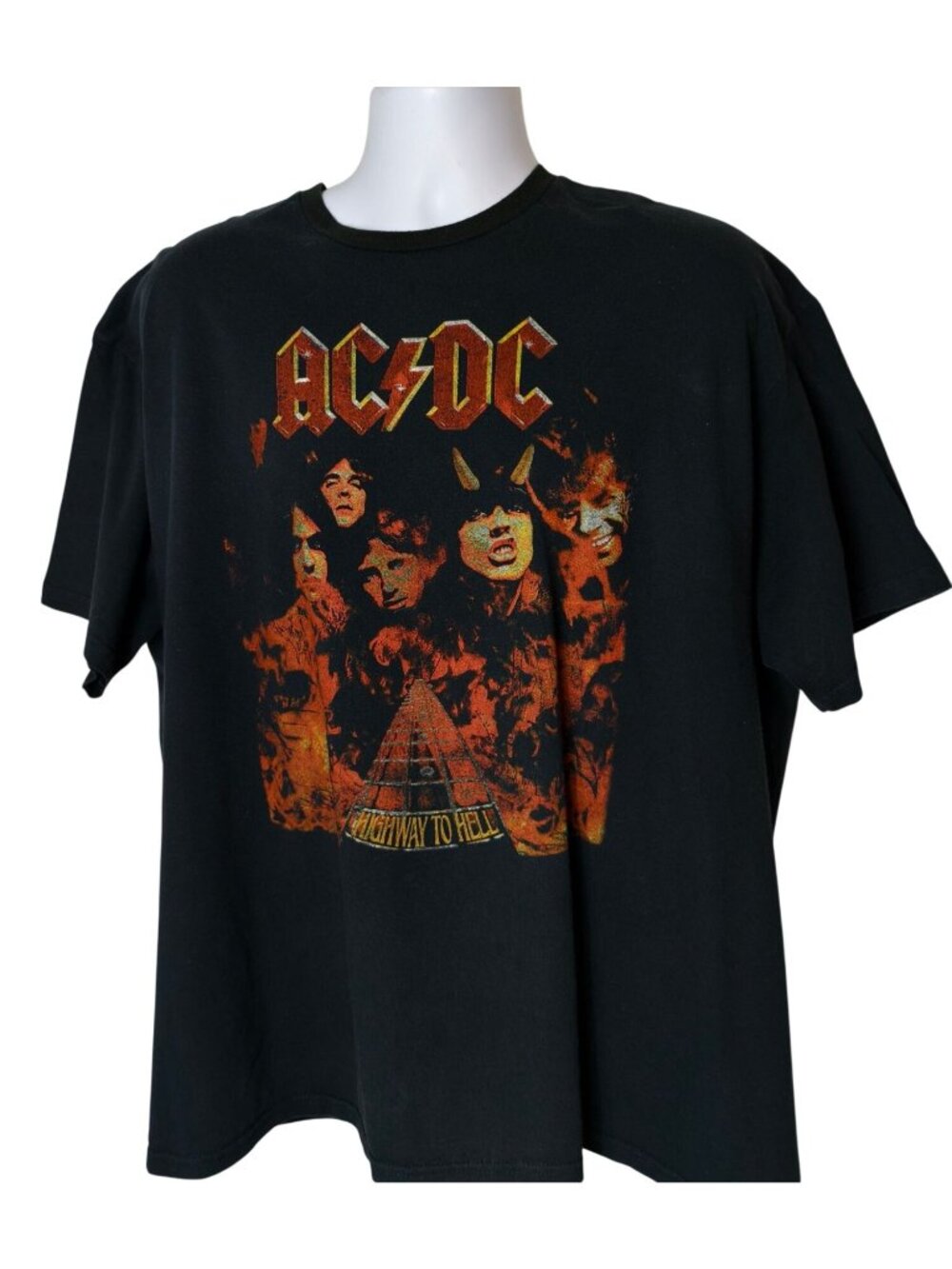 AC/DC Highway To Hell 4X Graphic Band Tee Black Cotton Rock Band Rockabilly